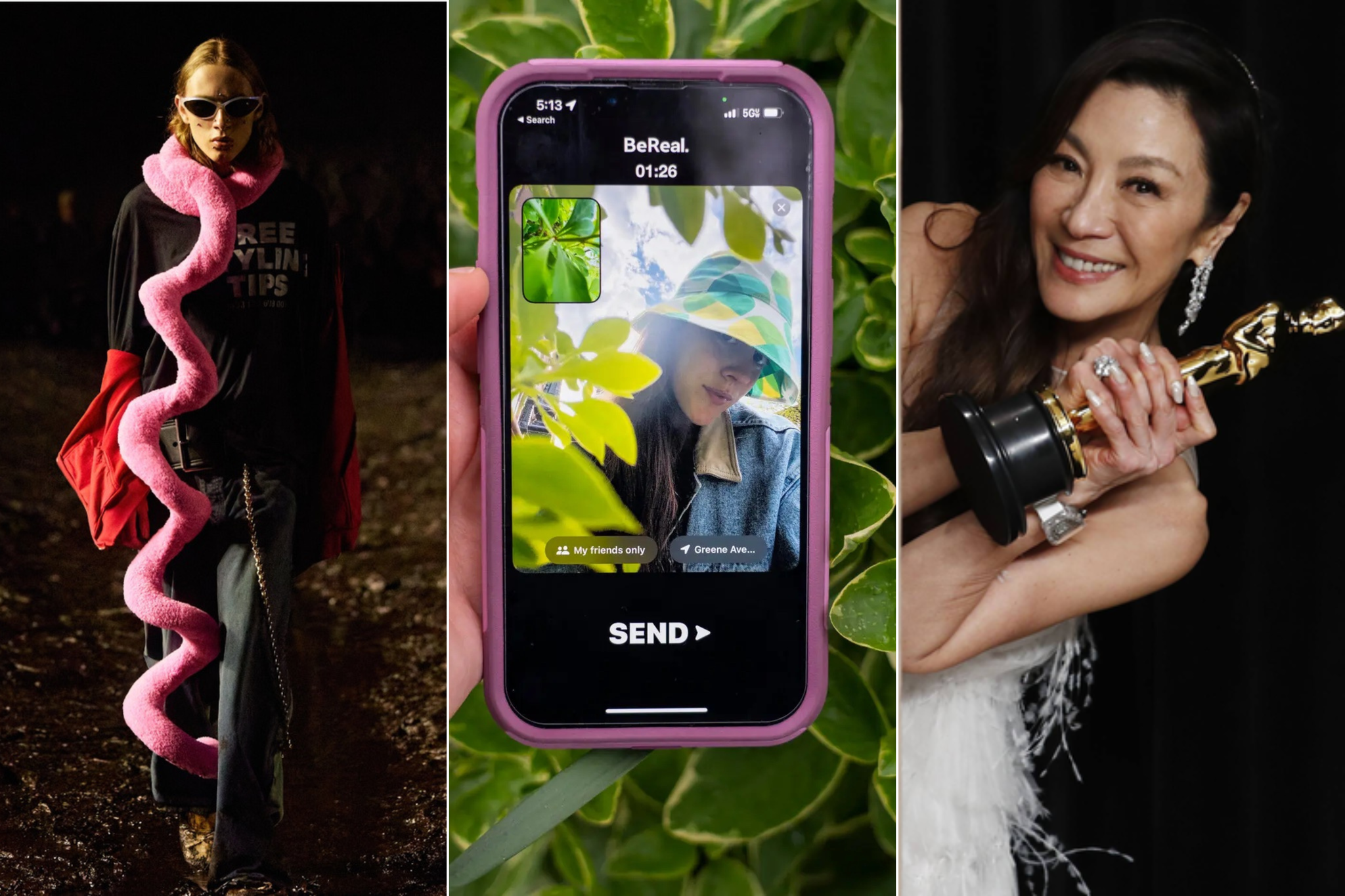 The finalists of The New York Times 2022 contest reviewed, among many other things, Balenciaga’s spring/summer line, the social media app BeReal and the movie “Everything Everywhere All at Once.”Credit...Balenciaga; Calla Kessler for The New York Times; Caroline Brehman/EPA, via Shutterstock