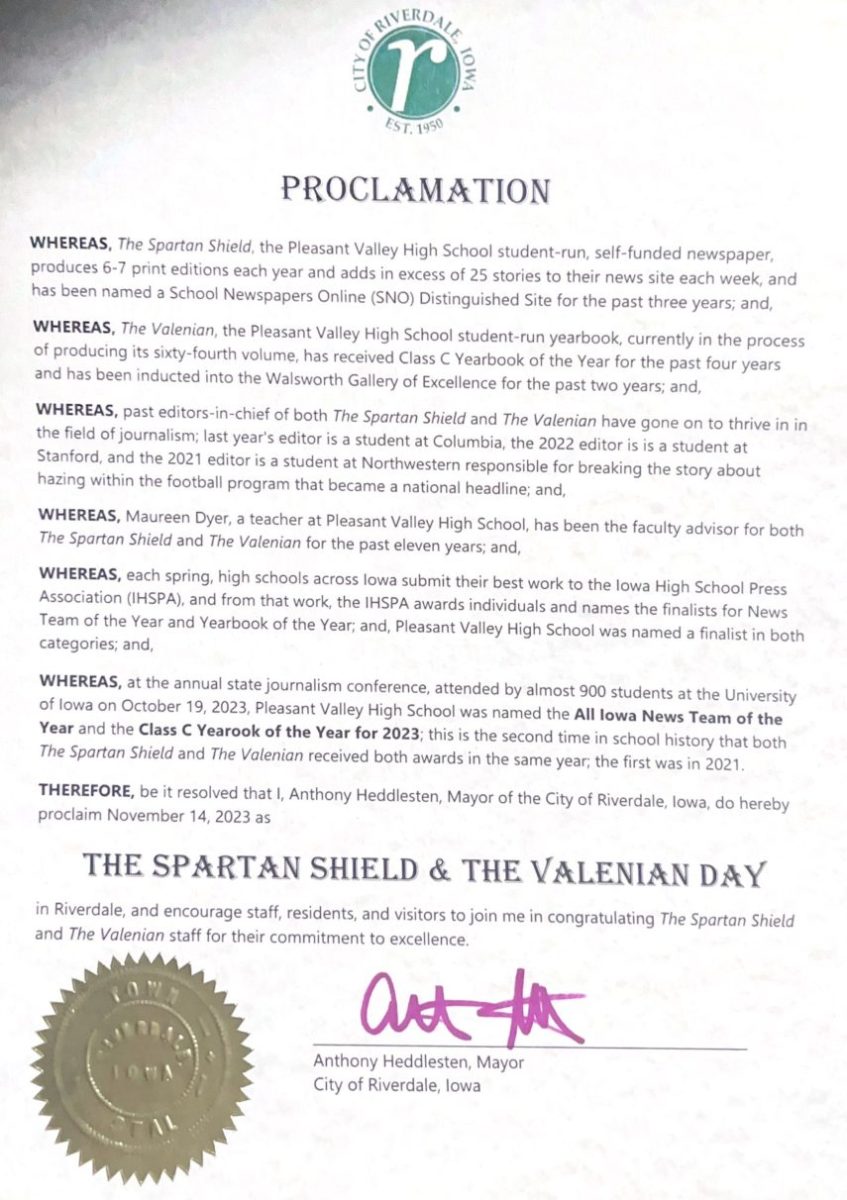 The Proclamation from the Riverdale mayor.